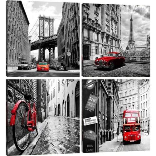 4pcs diamond mosaic Cross stitch kits Modern City New York diamond painting full square rhinestone art diamond embroideryZP-1102