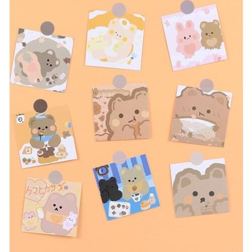 9pcs/Pack Lovely Bears Paper Cards Scrapbooking Room Background Wall Decorations Stationery Gift Craft Supplies
