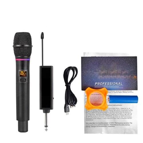 Wireless Microphone X180 UHF Metal Body Dynamic Karaoke Handheld Flash Lightning Adjustment Frequency MK002F