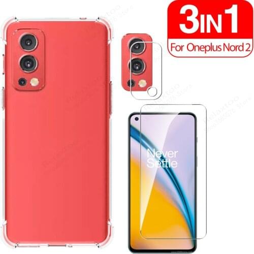 Case one plus nord 2 Tempered Glass lens screen Protector 3in1 protective glass for oneplus nord 2 safe film nord2 phone cover
