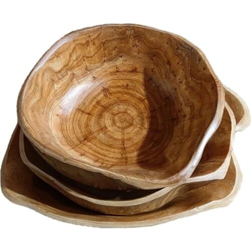 Solid wood fruit plate snacks creative modern living room wooden basin root carving log wooden basin tableware