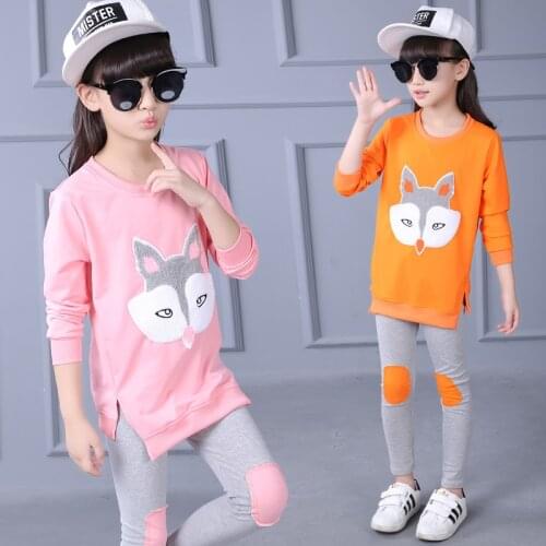 Girls Clothes Sets Cartoon T-shirt+Pants 2PCS Kids Clothes Autumn Spring Tracksuit Children Clothing For Girls 4 6 8 10 12 Years