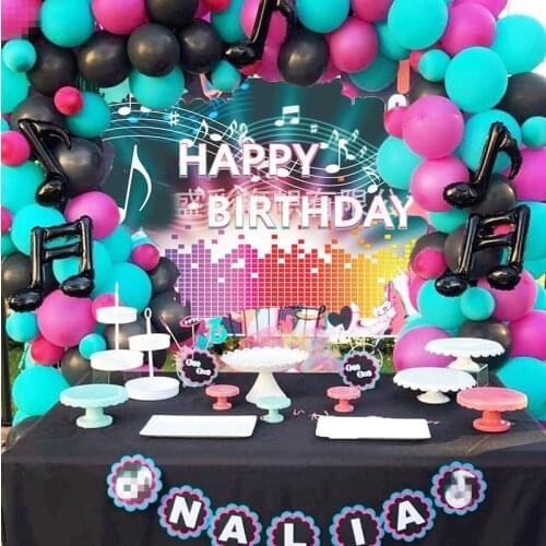Birthday Music Theme Party Supplies, Balloon Garland Party Decoration for Boys And Grils with 180X110cm Party background