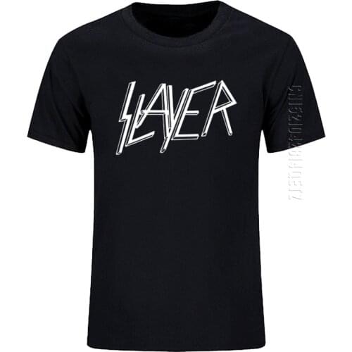 Men Oversized Tops Tees T-Shirt O Neck Cotton Mens T Shirt Slayer Rock Music Summer New Fashion Tops Print Tees Casual