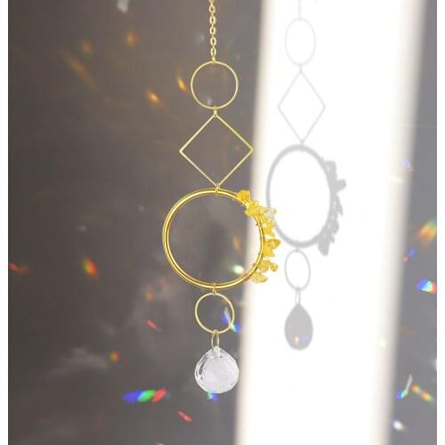 Crystal Light Catching Wind Chimes Jewelry Diamond Handmade Hanging Pendants Color Natural Stone Lighting Ball Garden Decor