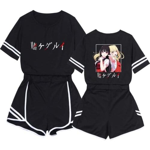 Kakegurui Short Suit Cosplay Jabami Yumeko Anime 2 Piece Outfits Female Streetwear Sportswear Japanese Crop-top Set Summer