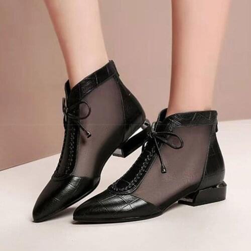 2020 Summer Shoes Gladiator Sandals Lace Up Ankle Boots Pointed Toe Mesh Woman Sandals Boot Sandalias zapatos de mujer