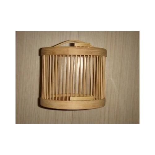 Small insect cage handmade bamboo round cricket katydid grasshopper cage box