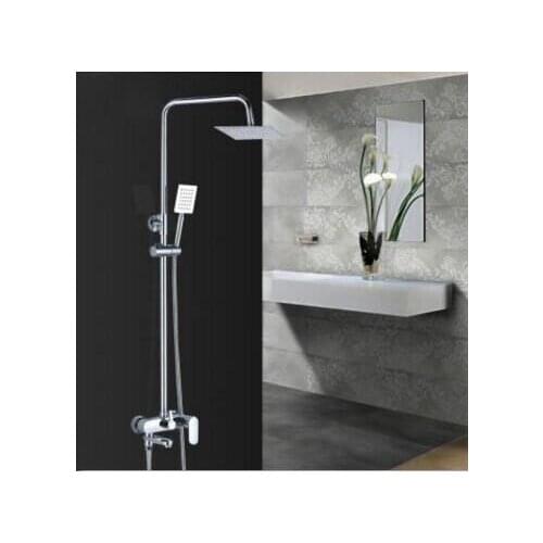 Copper wall mounted bathtub shower faucet chrome, Brass shower faucet ABS shower head, Bathroom rainfall shower faucet mixer tap