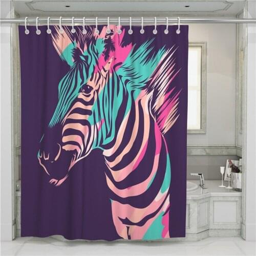 Cartoon shower curtain 3D zebra print polyester waterproof home bathroom curtain high quality thickening shower curtain