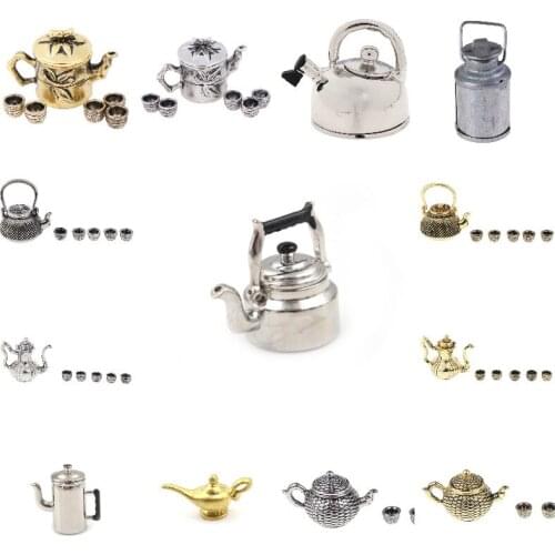 Tea Set Teapot Cup Kettle Dollhouse Furniture Miniature Dining Ware Kitchen DIY Toy