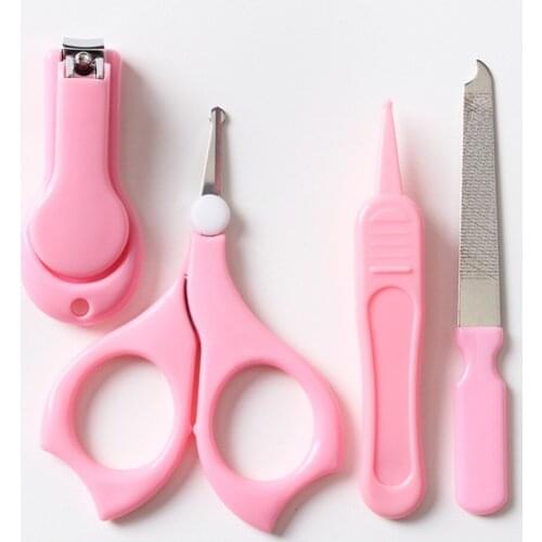4Pcs/Set Baby Cute Manicure Set Stainless Steel Nail Clippers Scissor Cutter Kit With Plastic Case For Children Kids
