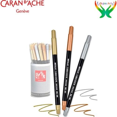 Caran d'Ache 30 pcs Metallic watercolor pen and brush art painting 10 copper/10 silver/10 gold pen container suit art supplies