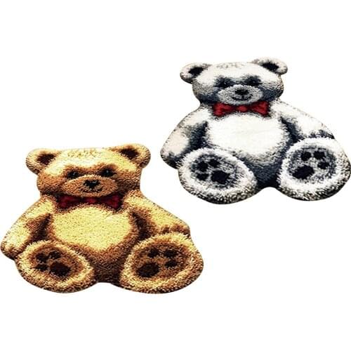 Latch Hook Kits for Beginners DIY Bear Cushion Rug Children Christmas Gift