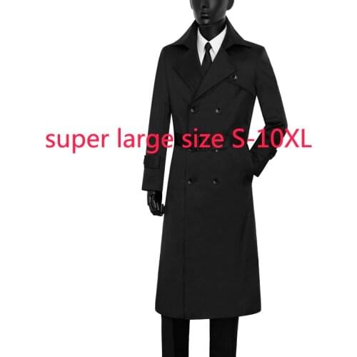 New Arrival Fashion High Quality Autumn Men Long Coat X-long Casual Double Breasted Thick Super Large Overcoat Plus Size S-10XL