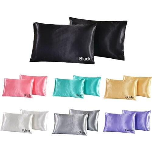 Pure Color Simple Imitated Silk Fabric Satin Summer Pillowcase Direct Selling Pillow Cover For Hair With Hidden wholesale32