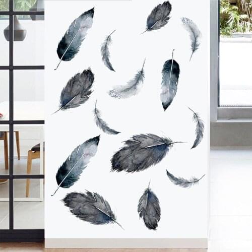 DIY Creative Flying Feathers Wall Art Stickers Background Decoration Room Bedroom Decor Self-adhesive Wallpaper