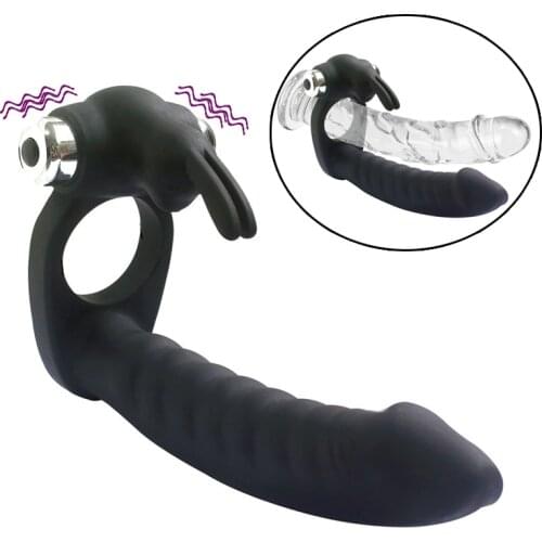 Double Penetration Strapon Dildo G spot Vibrators Anal Beads Penis Vibrating Ring Silicone Butt plug Adult Sex Toys For Couples