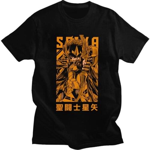 Saint Seiya Knights Of The Zodiac T Shirt Men Cotton Tees Sagittarius Seiya Anime Manga Tshirts Short Sleeved Graphic T-shirt