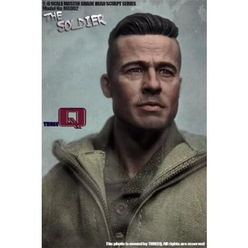 In Stock For Sale 1/6th War Conflict Brad Pitt Angry Version Male Head Sculpture For Usual 12inch Doll Action Figure