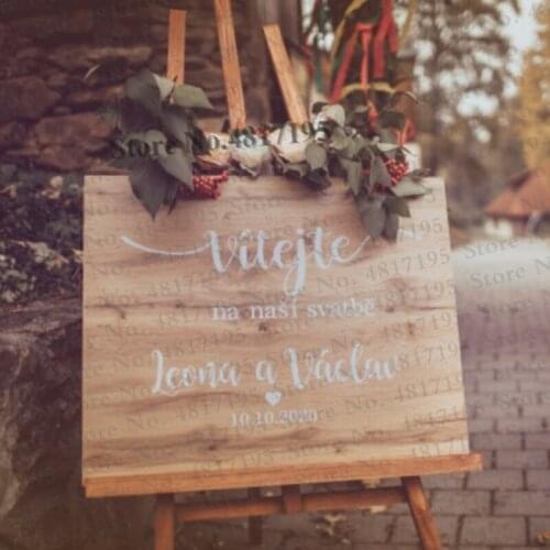 Czech Wedding Welcome Sign Sticker Vítejte Custom Language Vinyl Wedding Decals Art Birthday Henna Party Welcome Decor