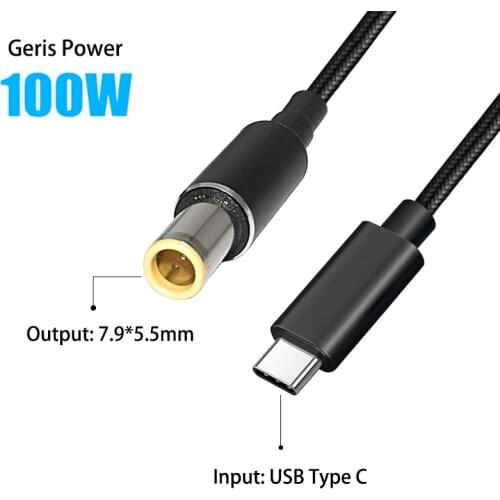 100W USB Type C PD Charging Cable Cord USB C to 7.9x5.5mm Laptop Power Adapter Connector for Lenovo Thinkpad T400 T410 T420 T430