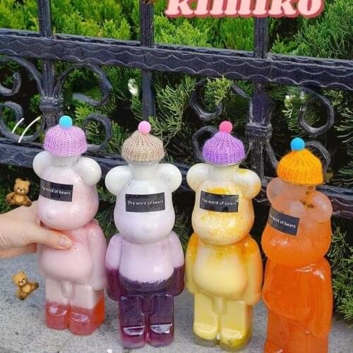 Violent Bear Water Cup Juice Milk Tea Water Cup Adult Children Cartoon Plastic Travel Camping Portable 400ML Handy Water Cup