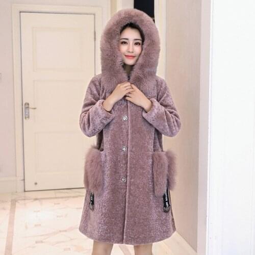 Fox Faux 2020 Womens Collar Jackets Warm Thick Fur Coat Female Hooded Winter Women Solid Jacket Abrigo WXF544