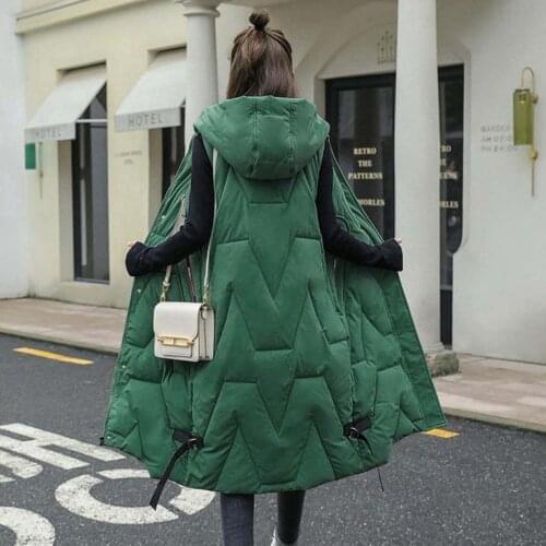 Womens Long Vest Solid Hooded Zipper Pockets Plus Size Ladies Sleeveless Jackets Autumn Winter Casual Waistcoat For Female