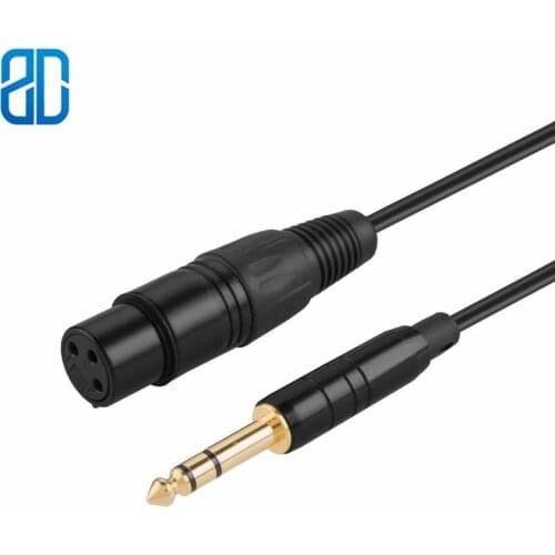 1PCS Canon (1/4 Inch) to XLR 6.35MM TRS to XLR Female Cable for Speakers Mixer Microphone Guitar AMP Black