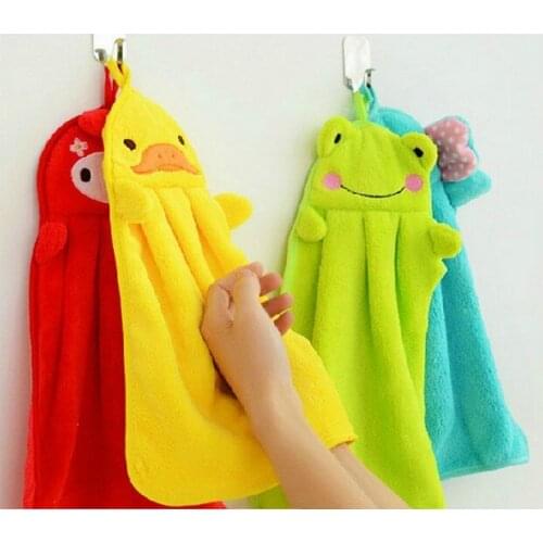 1PC Cartoon Animal Hand Towel Soft Plush Fabric Hanging Wipe Bathing Towel Nursery Kids Baby 233