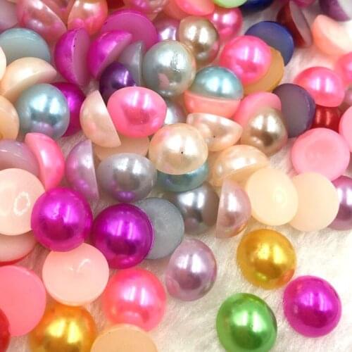 100pcs Mix Plastic Pearl Hemispherical Flatback Acessories 10mm P22