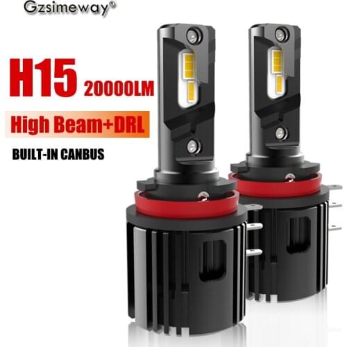 2PCS H15 Canbus LED Car Headlight 20000LM 6000K White High Beam Lamp And Daytimes Running Light Bulb For Audi A5 A6 Q7 Golf 6 7