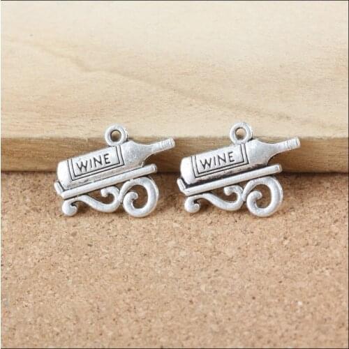 High Quality 6 Pieces/Lot 17mm*22mm Antique Silver Plated Alloy Diy Accessory Red Wine Charm Wine Charm For Jewelry Making