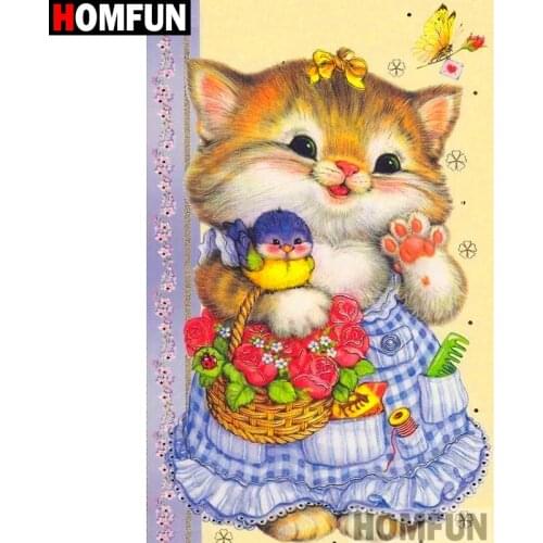 HOMFUN Full Square/Round Drill 5D DIY Diamond Painting "Cartoon cat" Embroidery Cross Stitch 3D Home Decor Gift A12650