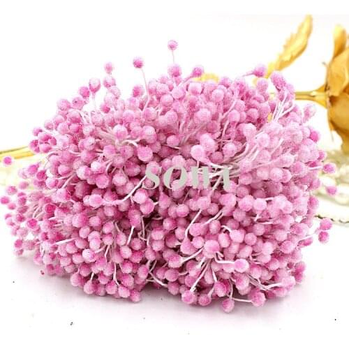 Free Shipping Wholesale 5mm Sweet Pink color Round Glass Eco-friendly Flower Stamen Cake Decoratio DIY Wedding card