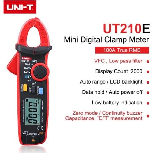 UNIT Mini Digital Clamp Meters UT210E True RMS AC/DC Current Voltage Auto Range VFC Capacitance Non Contact Multimeter UT210D/A