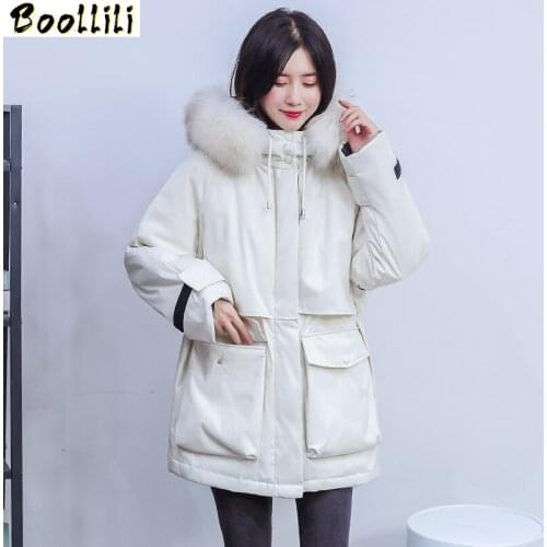 Boollili 2020 New Duck Down Jacket Women Winter Coat Women Fox Fur Collar Korean Puffer Jacket Women Warm Parka Abrigos