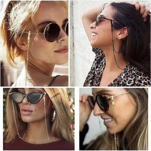 Eyeglasses Chain metal Bead Charm O chain Mask Hanging Rope plated silicone loops Sunglasses accessory women gift