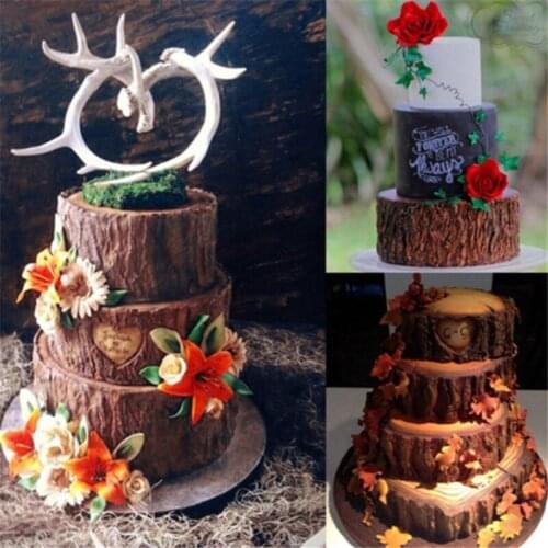Tree Bark Cake Silicone Mold Fondant Impression Mat Cake Decorating Tools Silicone Sugarpaste Icing Mould Cake Tools