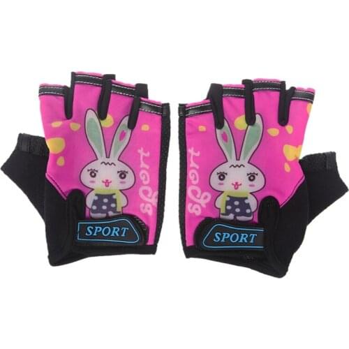 Cycling Gloves Kids Child Rabbit Outdoor Sports Non Slip Breathable Half Finger