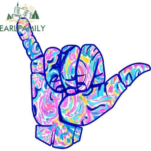 EARLFAMILY 13cm x 13cm for Hang Loose Fashion Car Stickers Car Accessories Decal Waterproof Sunscreen for RV Graffiti Stickers