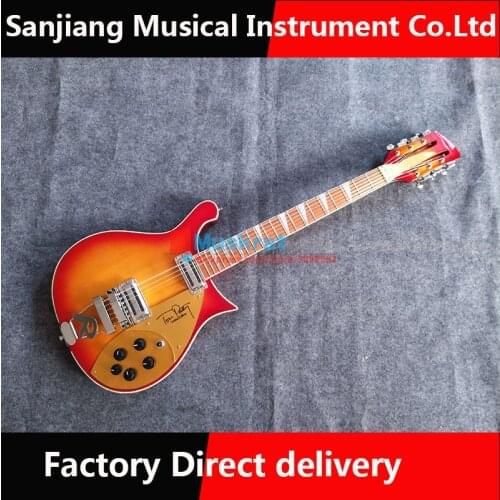 Orange color 12 strings Electric Guitar with Ricken,Rosewood Fingerboard,Chrome Hardware,Provide custom service