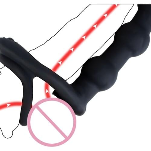 Dildo Vibrator 10 Mode Anal Beads Prostate Massage Delay Ejaculation Sex Toys for Men Penis Rings Silicone Butt Plug