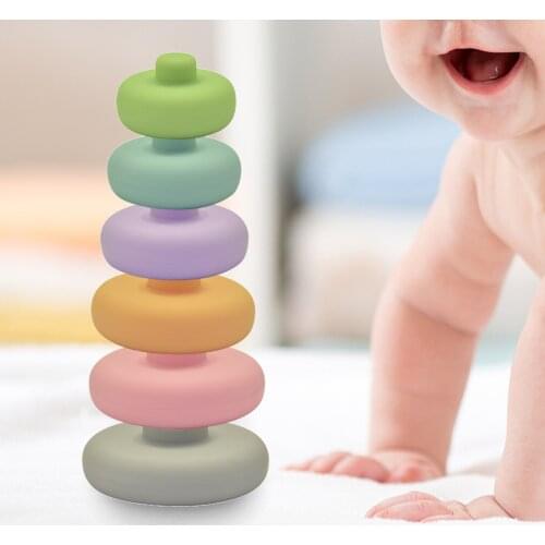 Stacking Rings Toy Colorful Rings Stacked Toys Early Educational Learning Stacking Tower Gift for 6+ Months