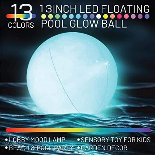 Pool Toys LED Beach Ball with Remote Control 13 Colors Lights and 4 Light Modes Outdoor Pool Beach Party Games for Kids Adults