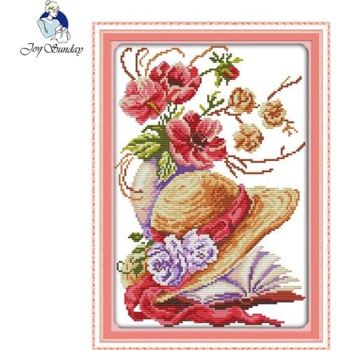 Joy Sunday Poppy Flower Hat Counted Cross Stitch 11CT 14CT Cross Stitch DIY Embroidery Home Decor Needlework Cross Stitch Sets