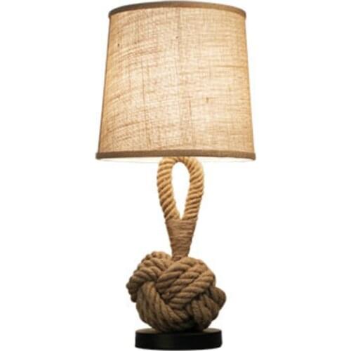 American retro personality creative bedroom bedside lamp bar table cloth art hemp rope table lamp Chinese study art table lamp