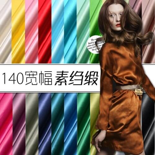 LEO&LIN 100% silk plain satin silk solid color 140CM width silk for cloth garments fabric (1 meter)