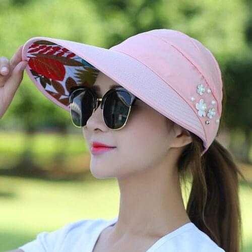 Summer Sun Hats Women Foldable UV Protection Sun Breathable Visor Suncreen Floppy Cap Femme Outdoor Beach Hat Hot Sale